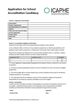 The International Council for the Accreditation and Advancement of Public Health Education (ICAPHE) provides accreditation services grounded in a formative, non-prescriptive approach, shaped by the collective insight of the global public health education community.Accrediting public health education worldwide. ICAPHE supports quality assurance in public health courses, programmes, and academic institutions.