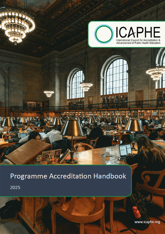 The International Council for the Accreditation and Advancement of Public Health Education (ICAPHE) provides accreditation services grounded in a formative, non-prescriptive approach, shaped by the collective insight of the global public health education community.Accrediting public health education worldwide. ICAPHE supports quality assurance in public health courses, programmes, and academic institutions.